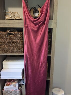 Lioness Fuchsia Satin Cowl Neck Maxi Dress